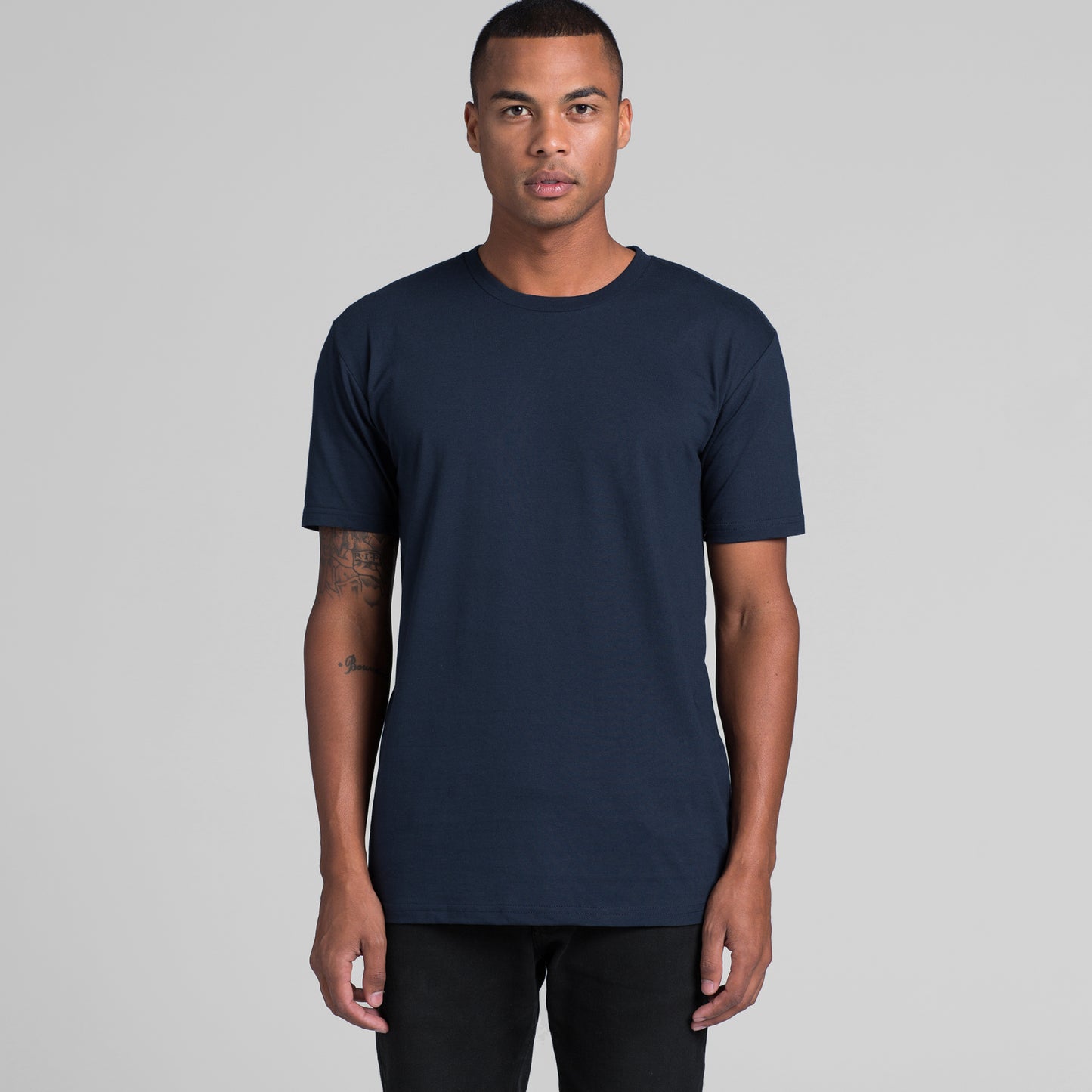 blue plain Men Staple Tee